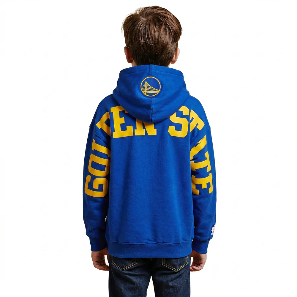 NBA GOLDEN STATE WARRIORS WINGSPAN BIG BOY'S DROP SHOULDER FLC PO HOODI (ROYAL BLUE)