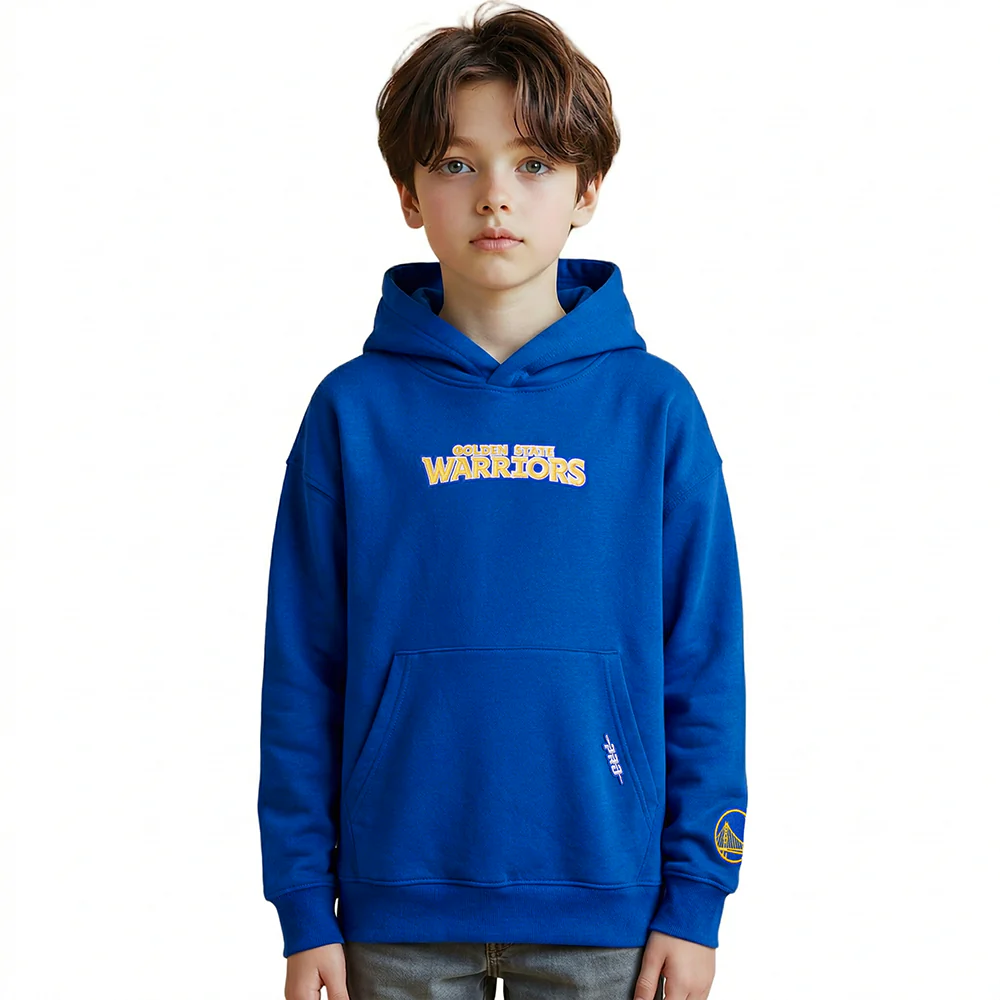 NBA GOLDEN STATE WARRIORS WINGSPAN BIG BOY'S DROP SHOULDER FLC PO HOODI (ROYAL BLUE) - Image 2