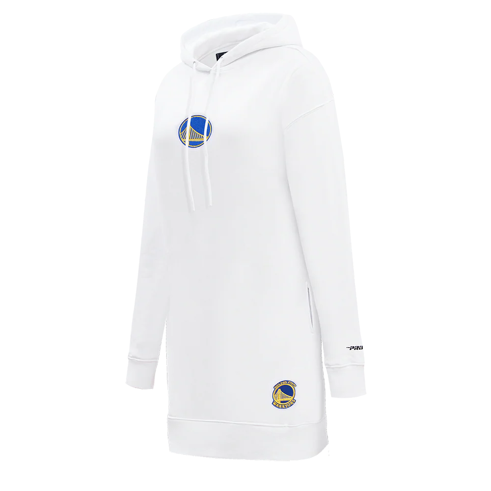 NBA GOLDEN STATE WARRIORS CLASSIC WOMEN'S FLC HOODIE DRESS (WHITE) - Image 2