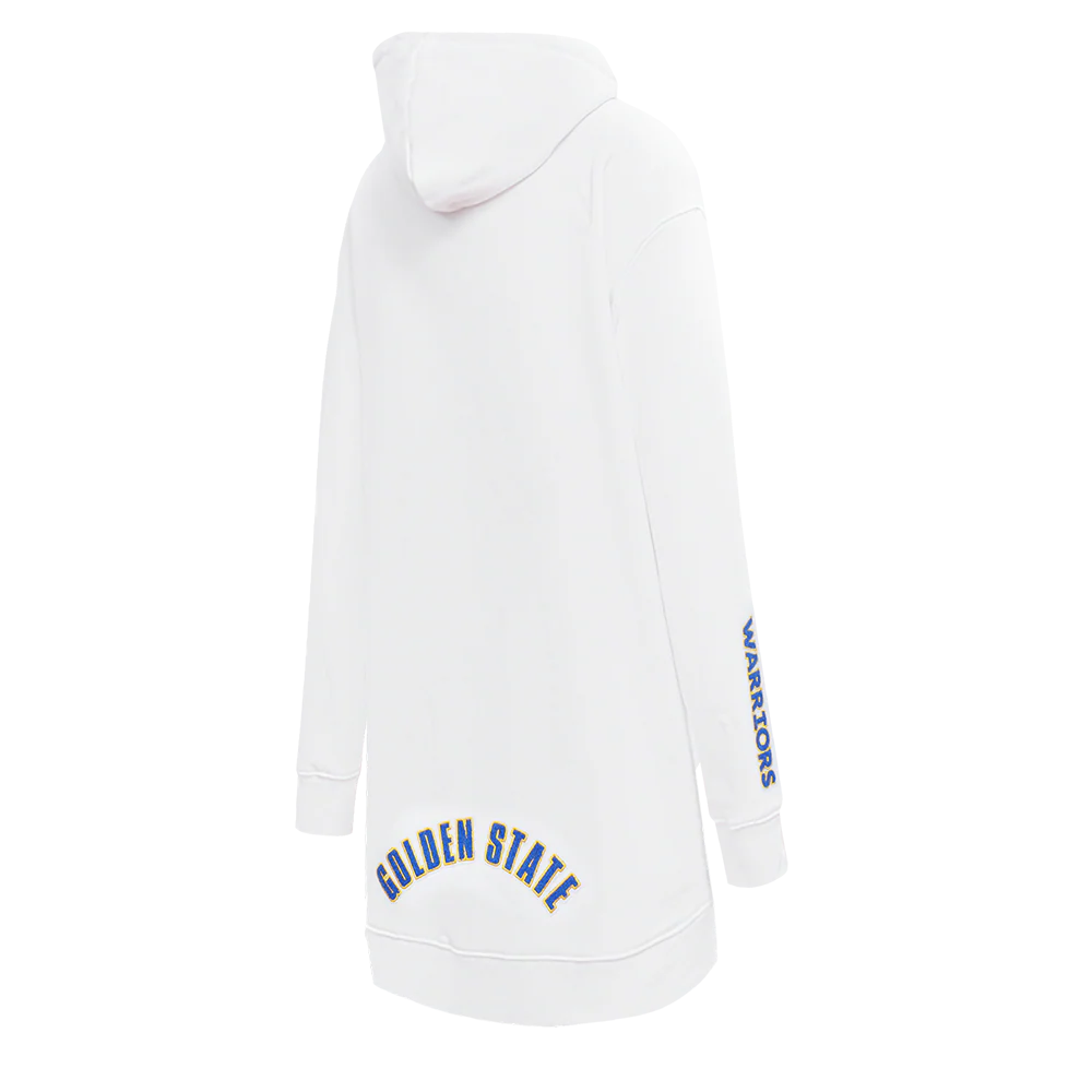 NBA GOLDEN STATE WARRIORS CLASSIC WOMEN'S FLC HOODIE DRESS (WHITE) - Image 4