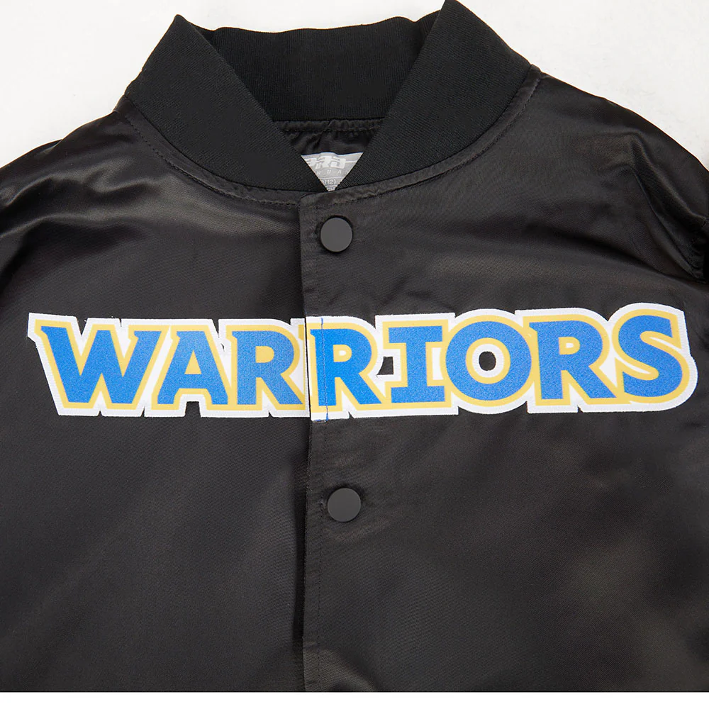 NBA GOLDEN STATE WARRIORS CLASSIC BIG BOYS SATIN JACKET (BLACK) - Image 6