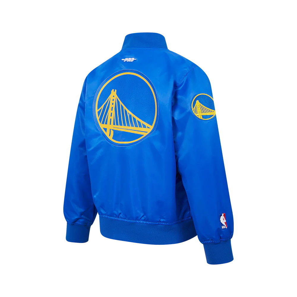 NBA GOLDEN STATE WARRIORS CLASSIC BIG BOYS SATIN JACKET (ROYAL BLUE) - Image 11