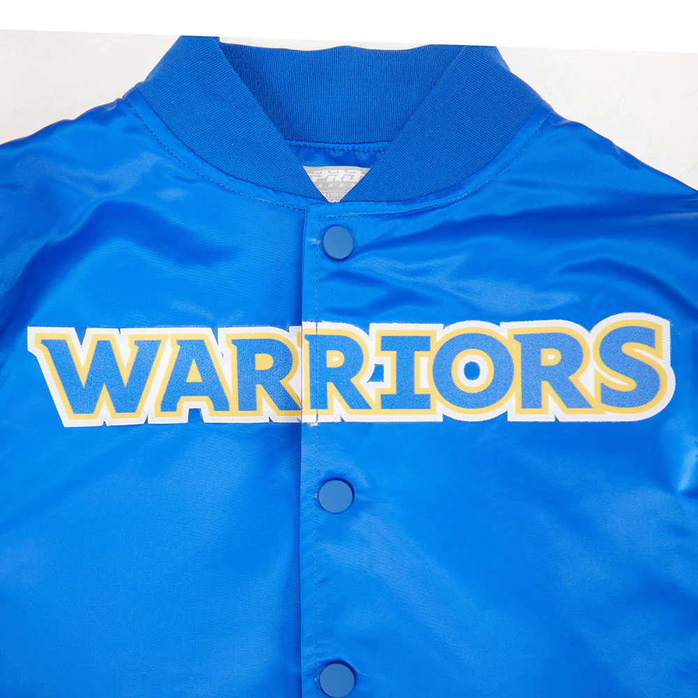 NBA GOLDEN STATE WARRIORS CLASSIC BIG BOYS SATIN JACKET (ROYAL BLUE) - Image 3