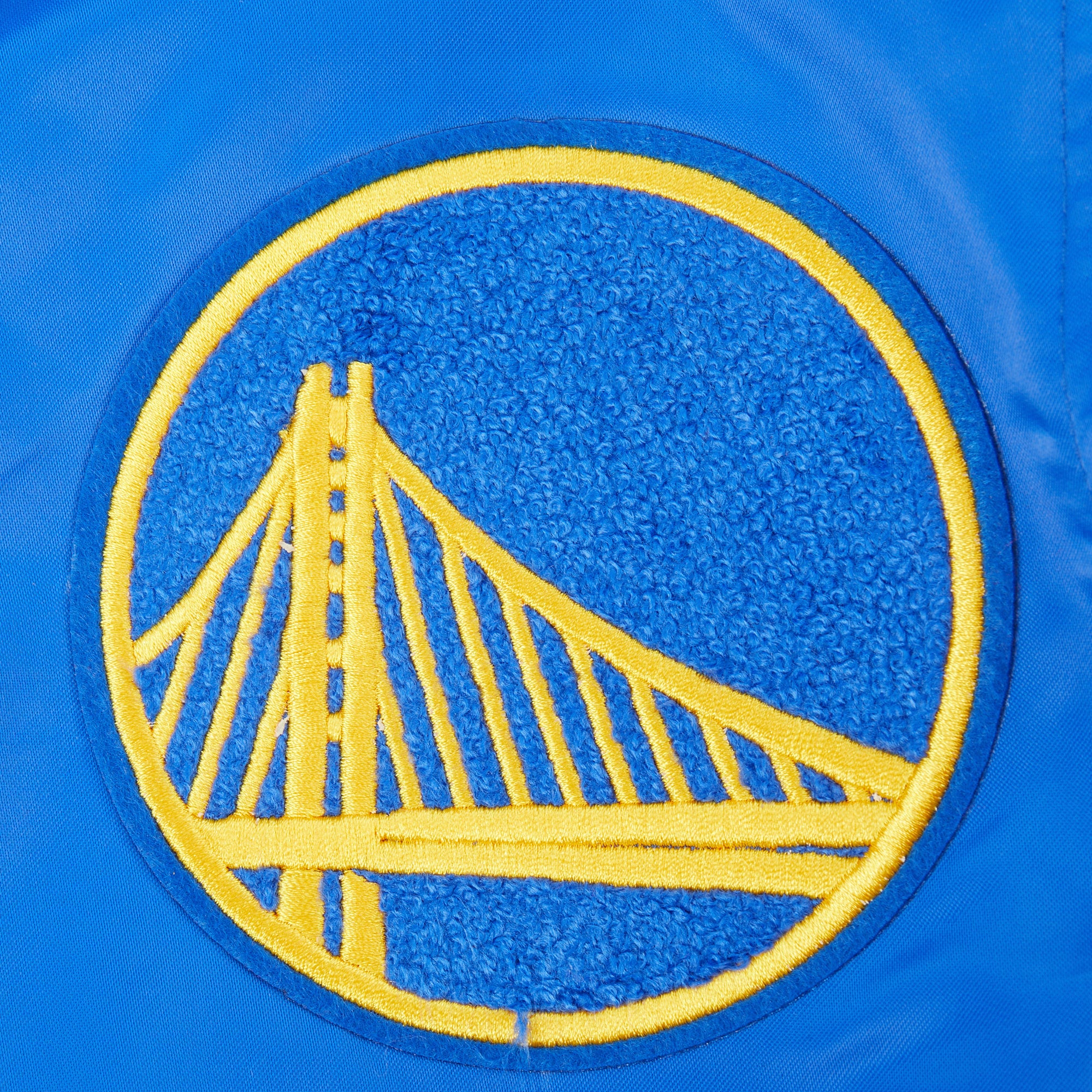 NBA GOLDEN STATE WARRIORS RETRO CLASSIC BIG BOYS RIB SATIN JACKET (ROYAL BLUE) - Image 3