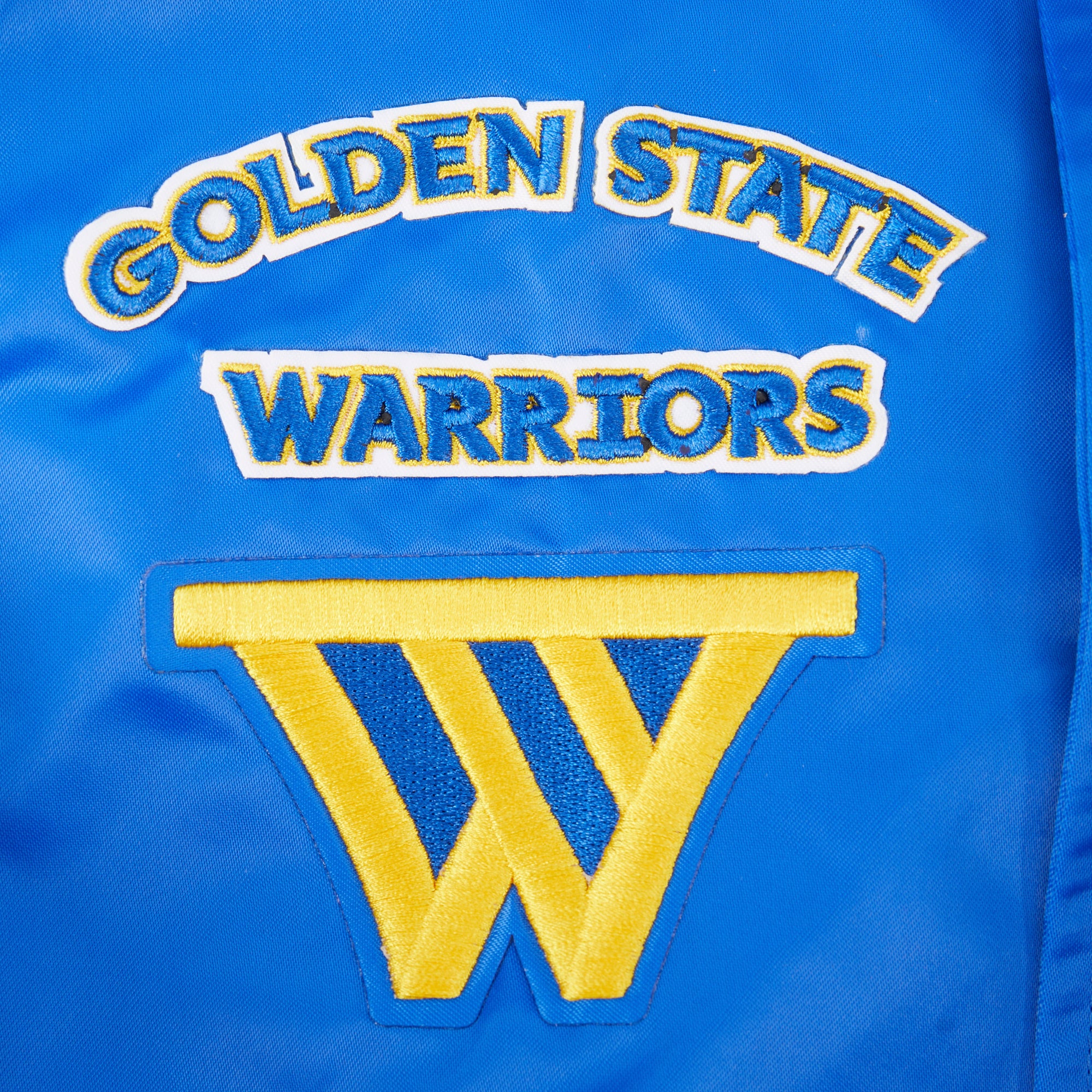NBA GOLDEN STATE WARRIORS RETRO CLASSIC BIG BOYS RIB SATIN JACKET (ROYAL BLUE) - Image 4