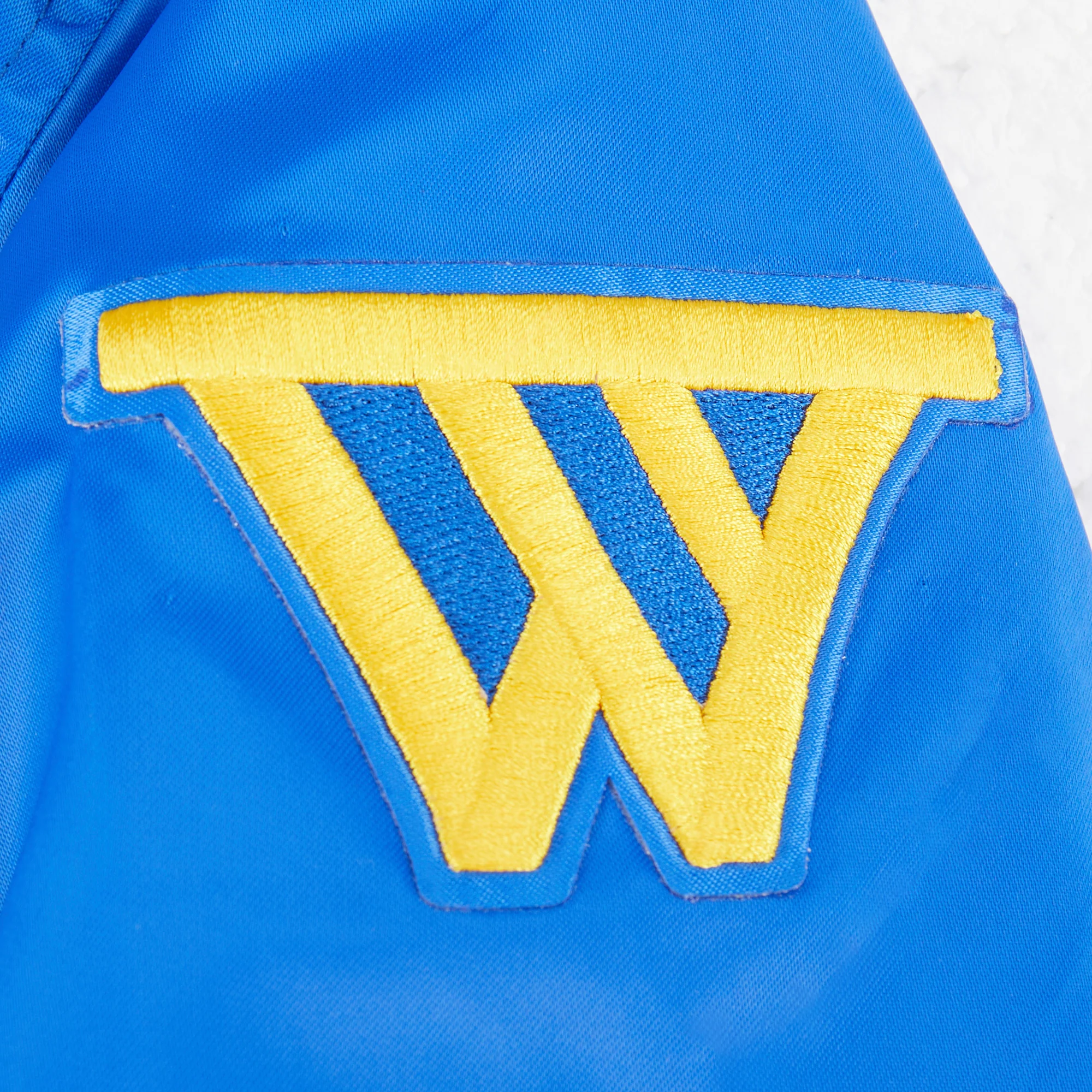 NBA GOLDEN STATE WARRIORS RETRO CLASSIC BIG BOYS RIB SATIN JACKET (ROYAL BLUE) - Image 5