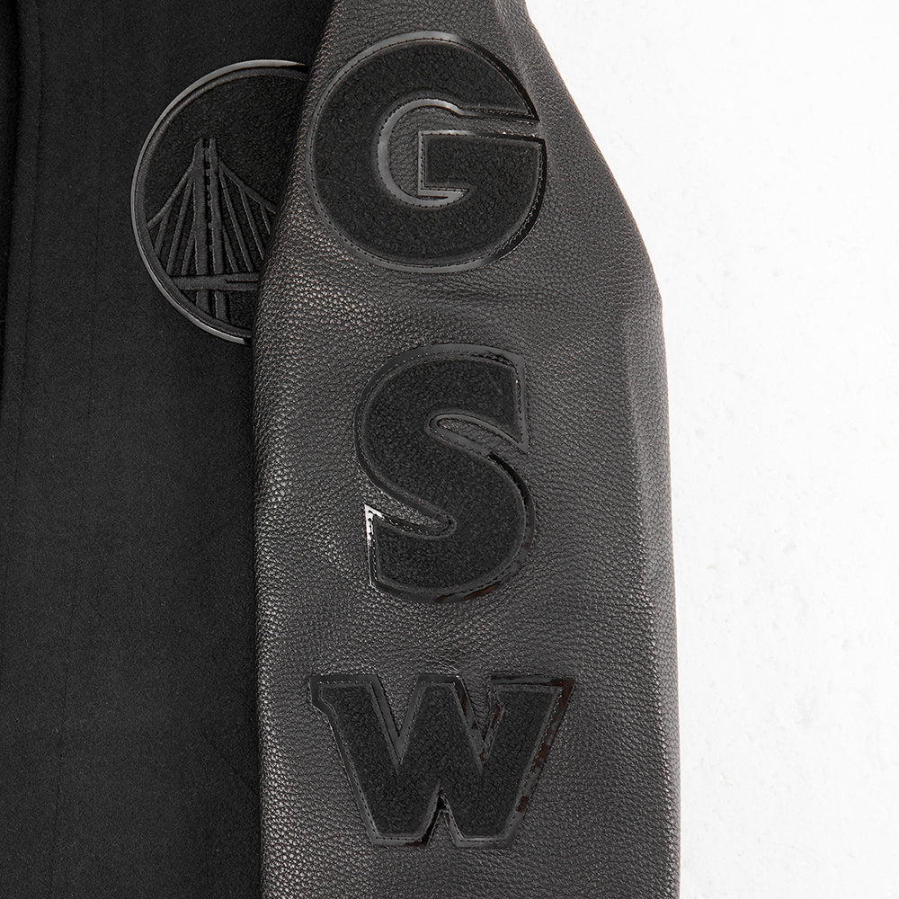 NBA GOLDEN STATE WARRIORS TRIPLE BLACK BIG BOYS WOOL VARSITY JACKET (JET BLACK) - Image 6