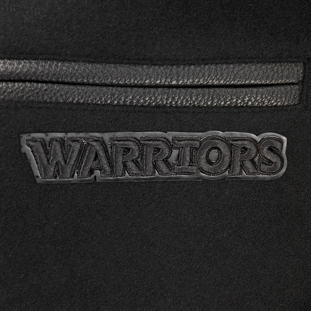 NBA GOLDEN STATE WARRIORS TRIPLE BLACK BIG BOYS WOOL VARSITY JACKET (JET BLACK) - Image 7
