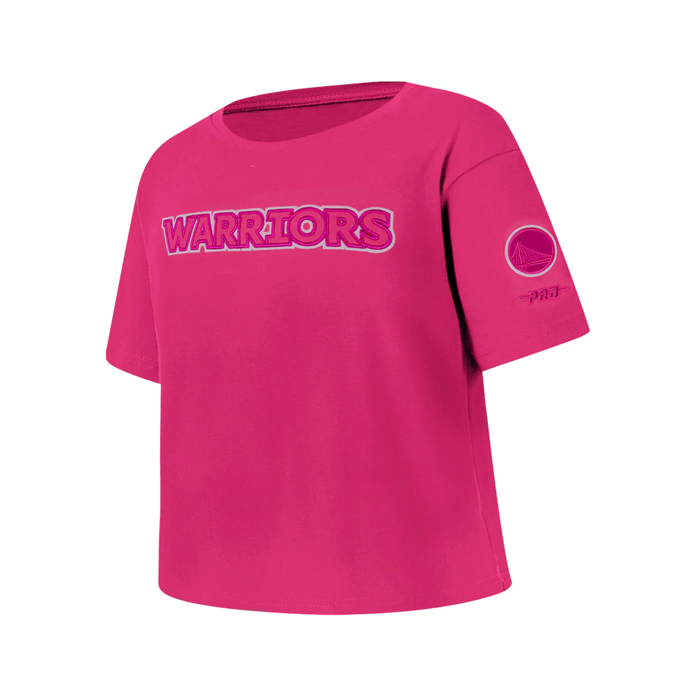 NBA GOLDEN STATE WARRIORS TRIPLE PINK BIG GIRLS SHORT SLEEVE BOXY TEE (BEETROOT PURPLE) - Image 2