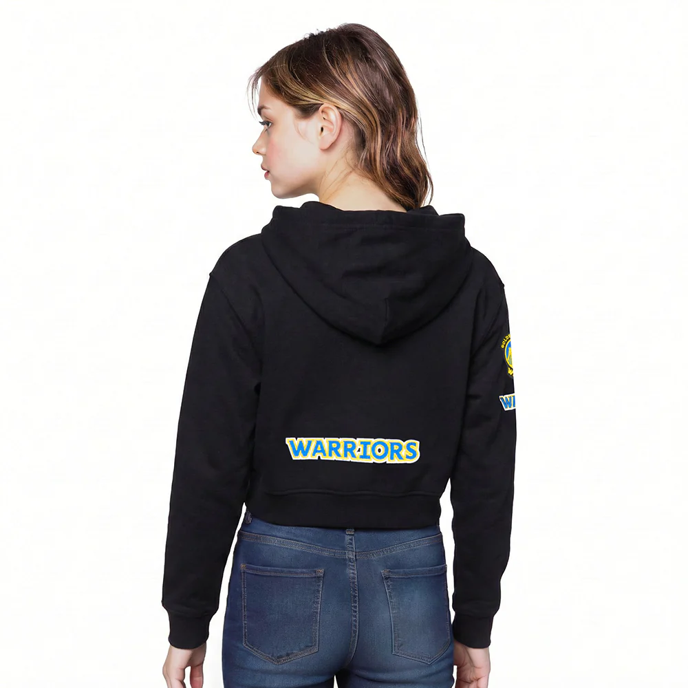 GOLDEN STATE WARRIORS CLASSIC BIG GIRL'S FLC FZ HOODIE (BLACK) - Image 2
