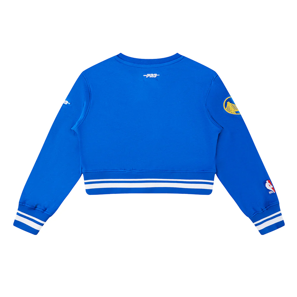 NBA GOLDEN STATE WARRIORS RETRO CLASSIC BIG GIRLS RIB FLEECE CREWNECK (ROYAL BLUE) - Image 2