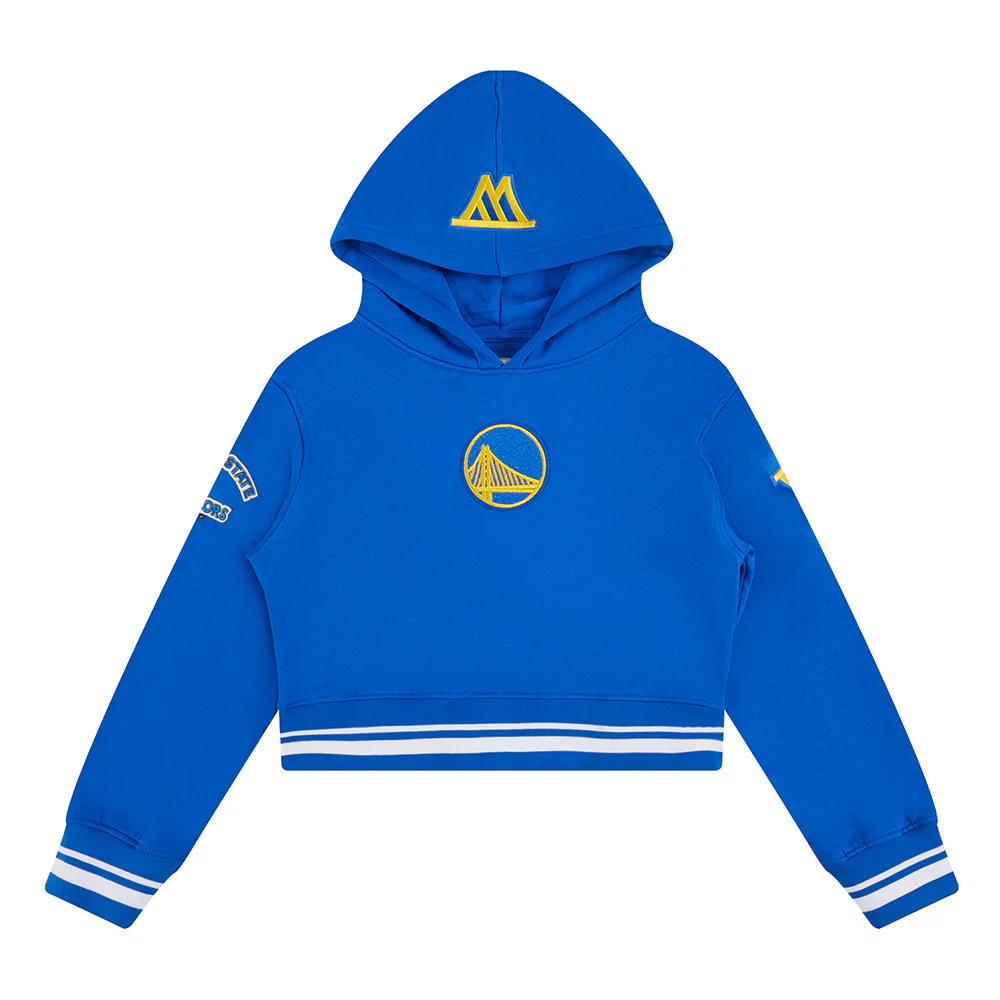 NBA GOLDEN STATE WARRIORS RETRO CLASSIC BIG GIRLS RIB FLEECE PULLOVER HOODIE (ROYAL BLUE) - Image 3