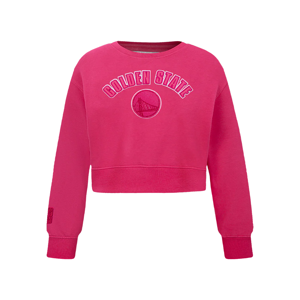 NBA GOLDEN STATE WARRIORS TRIPLE PINK BIG GIRLS FLEECE CREWNECK (BEETROOT PURPLE)