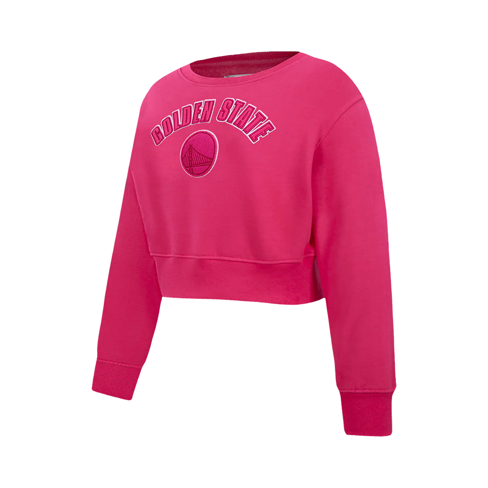 NBA GOLDEN STATE WARRIORS TRIPLE PINK BIG GIRLS FLEECE CREWNECK (BEETROOT PURPLE) - Image 2