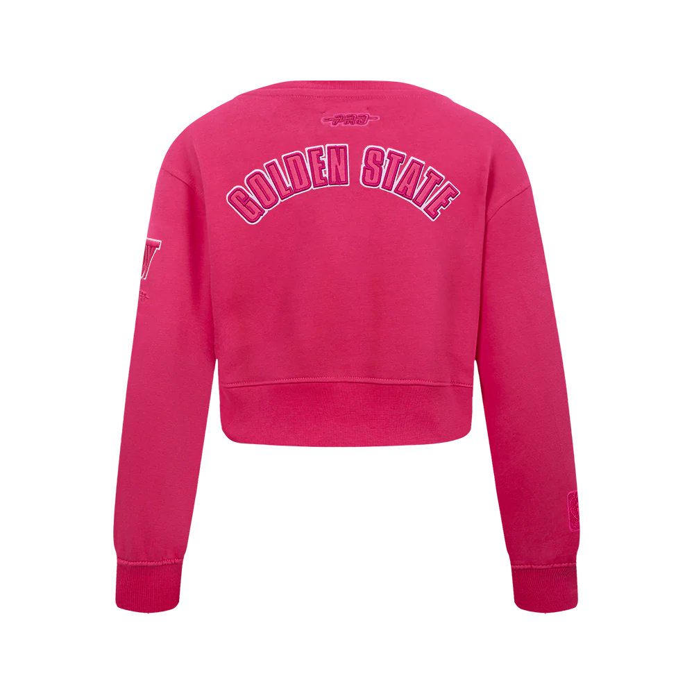 NBA GOLDEN STATE WARRIORS TRIPLE PINK BIG GIRLS FLEECE CREWNECK (BEETROOT PURPLE) - Image 3