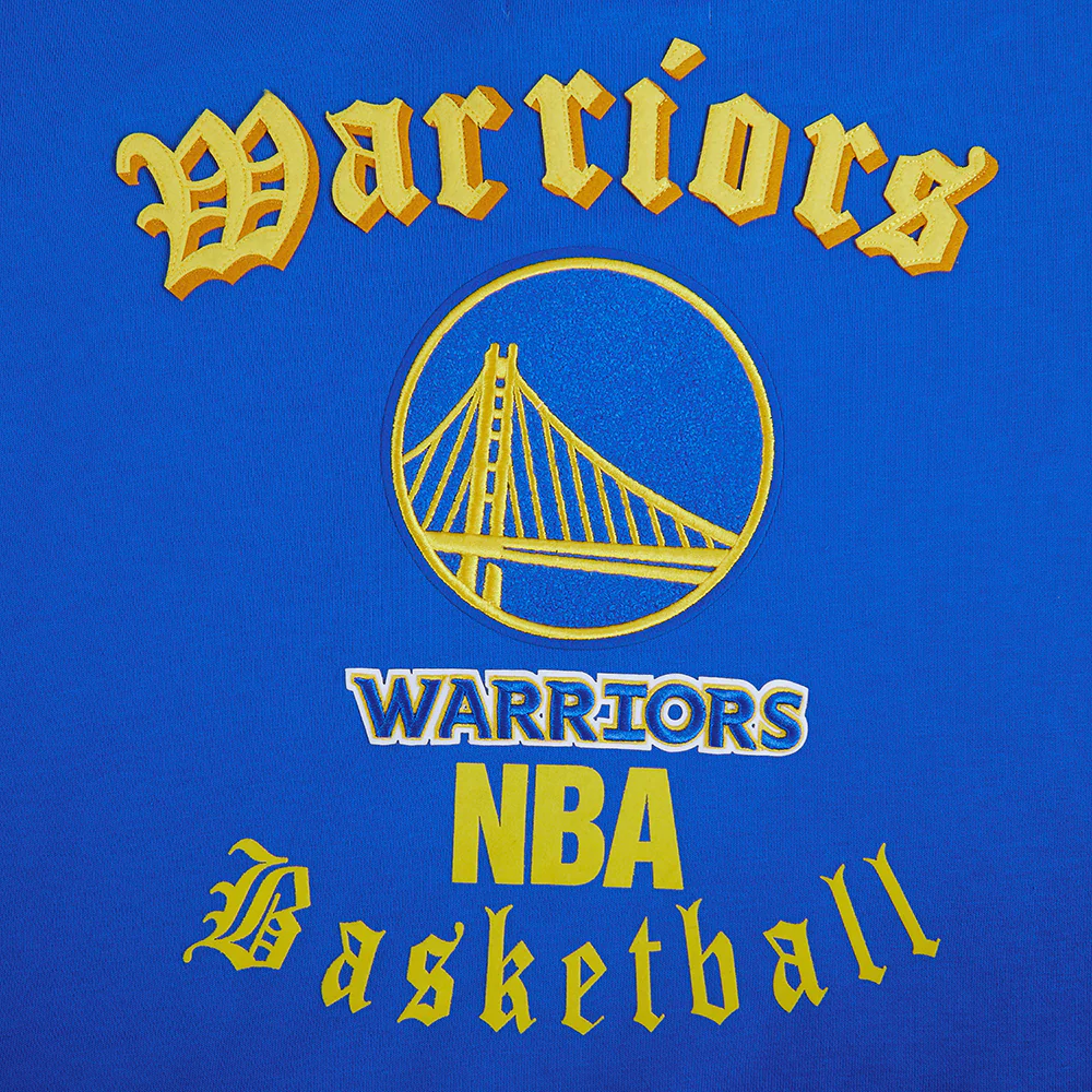 NBA GOLDEN STATE WARRIORS OLD ENGLISH WOMEN'S FLC CREWNECK (ROYAL BLUE) - Image 7