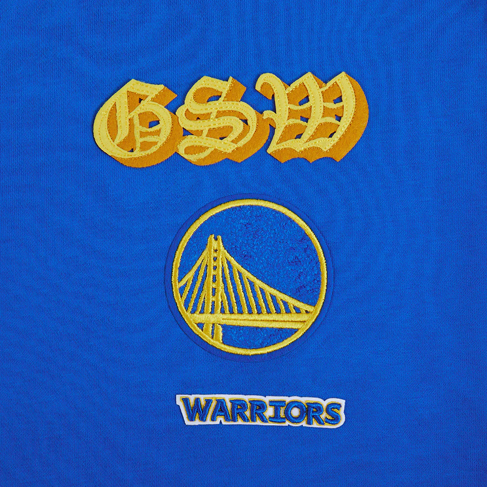 NBA GOLDEN STATE WARRIORS OLD ENGLISH WOMEN'S FLC CREWNECK (ROYAL BLUE) - Image 9