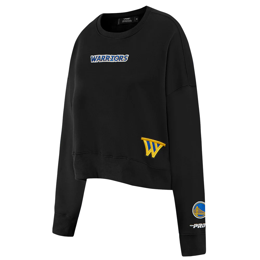 NBA GOLDEN STATE WARRIORS WINGSPAN WOMEN'S FLEECE CREWNECK (BLACK) - Image 4