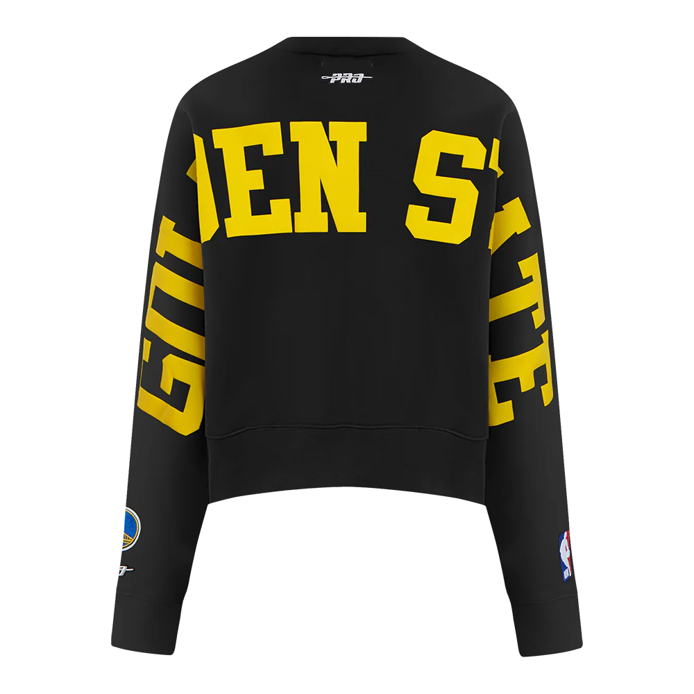 NBA GOLDEN STATE WARRIORS WINGSPAN WOMEN'S FLEECE CREWNECK (BLACK) - Image 5