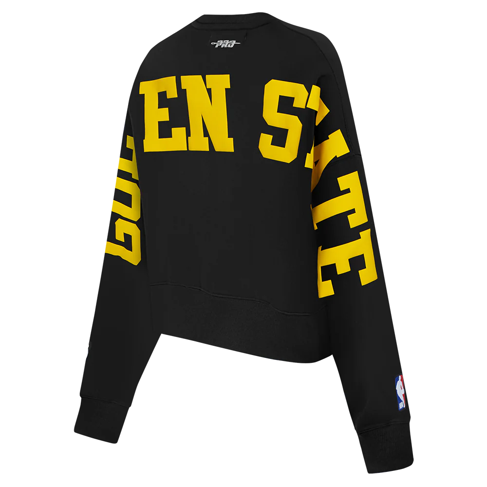 NBA GOLDEN STATE WARRIORS WINGSPAN WOMEN'S FLEECE CREWNECK (BLACK) - Image 6