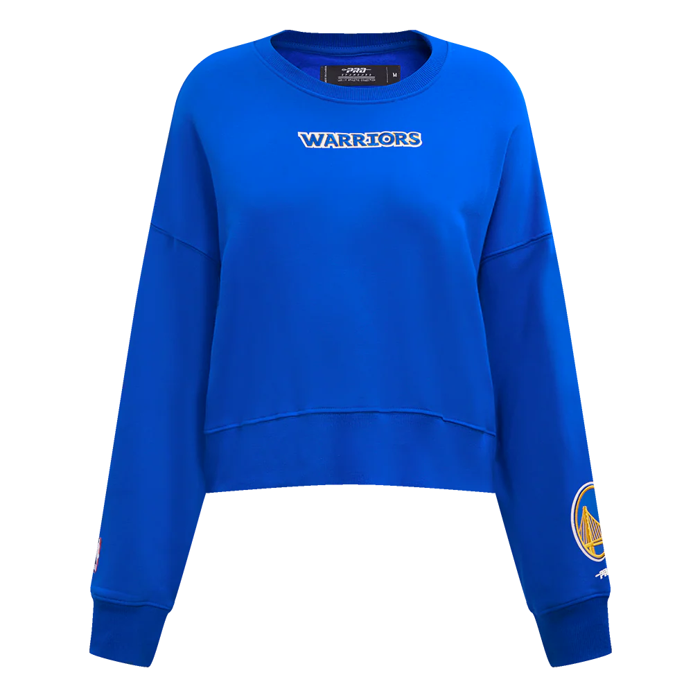 NBA GOLDEN STATE WARRIORS WINGSPAN WOMEN'S FLEECE CREWNECK (ROYAL BLUE) - Image 3