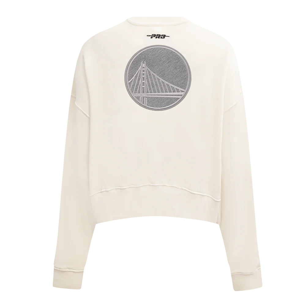 NBA GOLDEN STATE WARRIORS REVERSE FRENCH TERRY WOMEN'S FLEECE CREWNECK (EGGSHELL) - Image 3