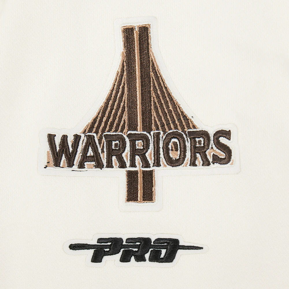 NBA GOLDEN STATE WARRIORS CITY EDITION 25-26 WOMEN'S RIB FLC CROPPED PO HOODIE (EGGSHELL/ BROWN) - Image 7