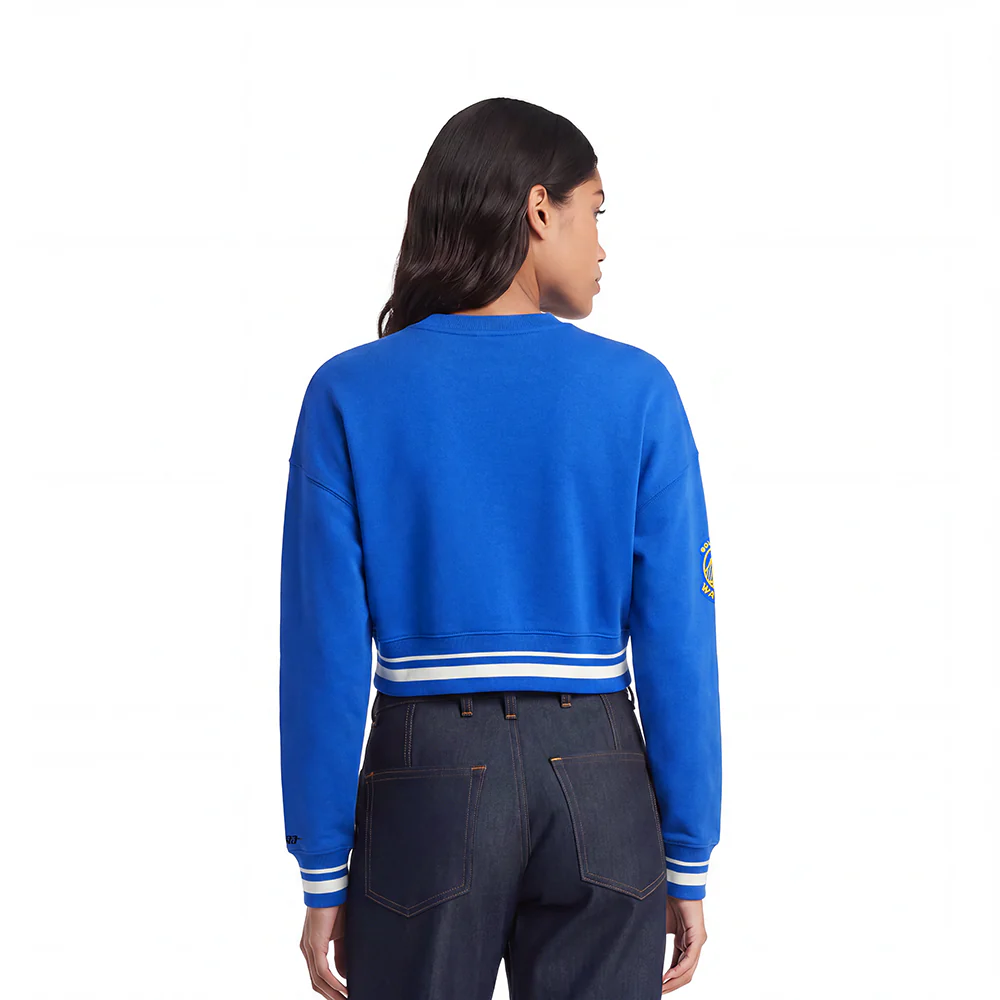 NBA GOLDEN STATE WARRIORS MASHUP WOMEN'S RIB CREWNECK (ROYAL BLUE) - Image 2