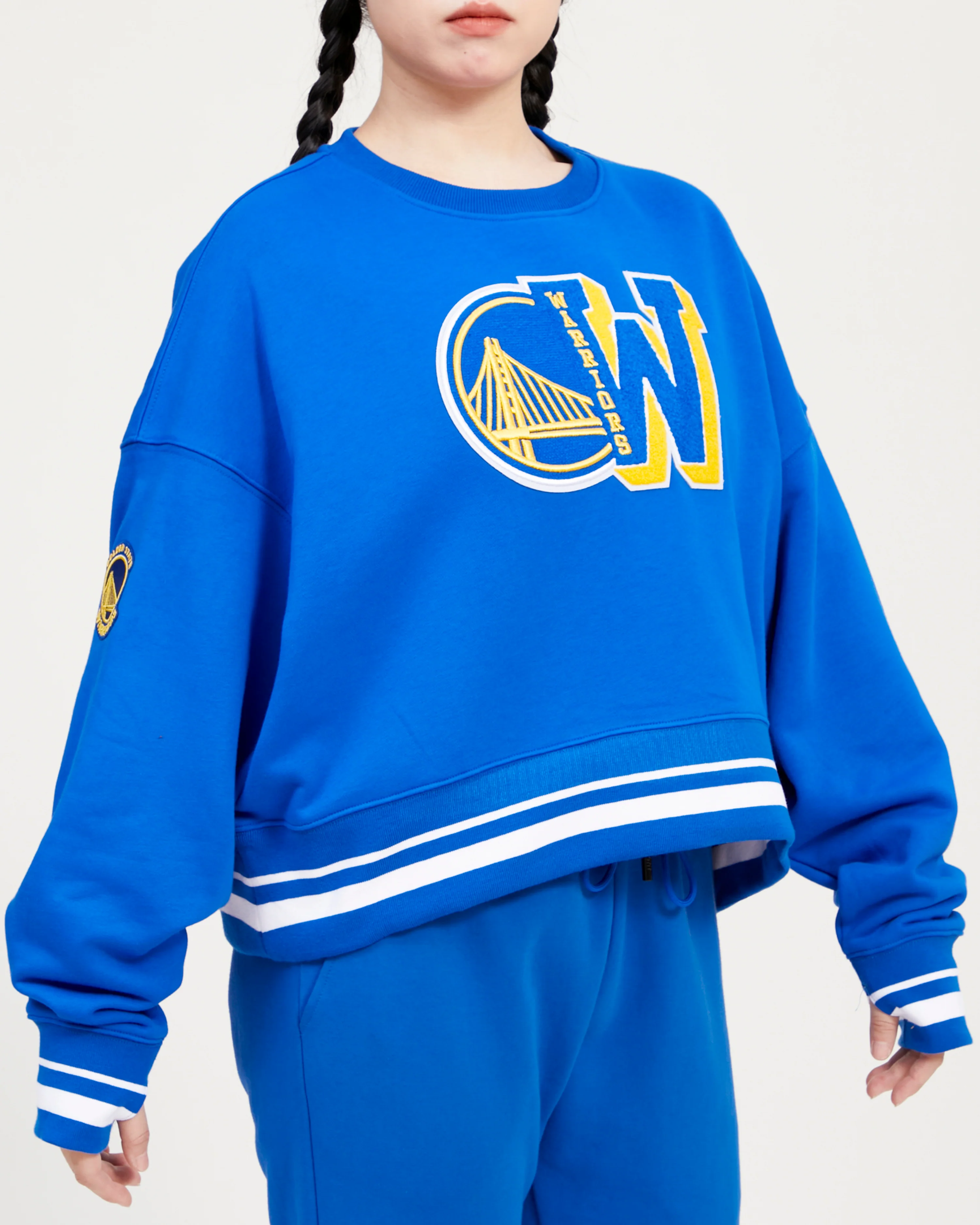 NBA GOLDEN STATE WARRIORS MASHUP WOMEN'S RIB CREWNECK (ROYAL BLUE) - Image 9