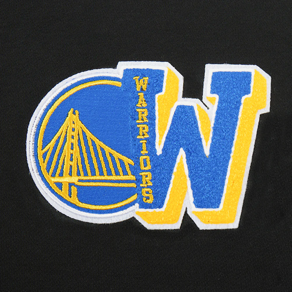 NBA GOLDEN STATE WARRIORS MASHUP WOMEN'S RIB CROPPED PULLOVER HOODIE (BLACK) - Image 8