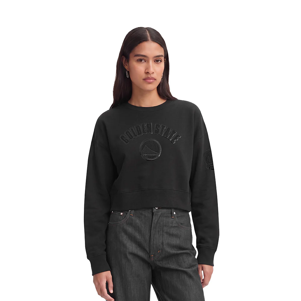 NBA GOLDEN STATE WARRIORS TRIPLE BLACK WOMEN'S FLC CREWNECK (TRIPLE BLACK WOMEN'S)