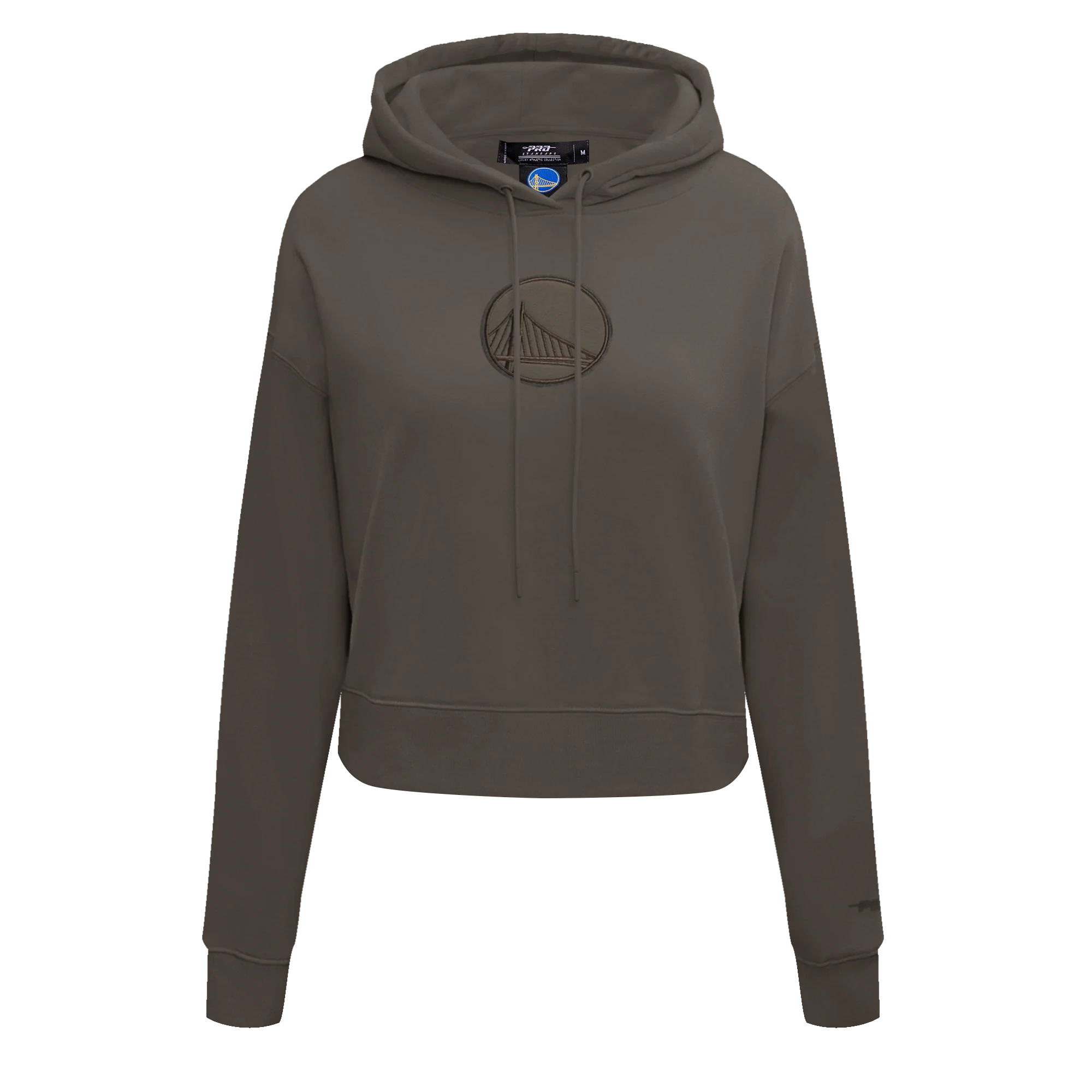 NBA GOLDEN STATE WARRIORS NEUTRAL CROPPED WOMEN'S PULLOVER HOODIE (DARK TAUPE)