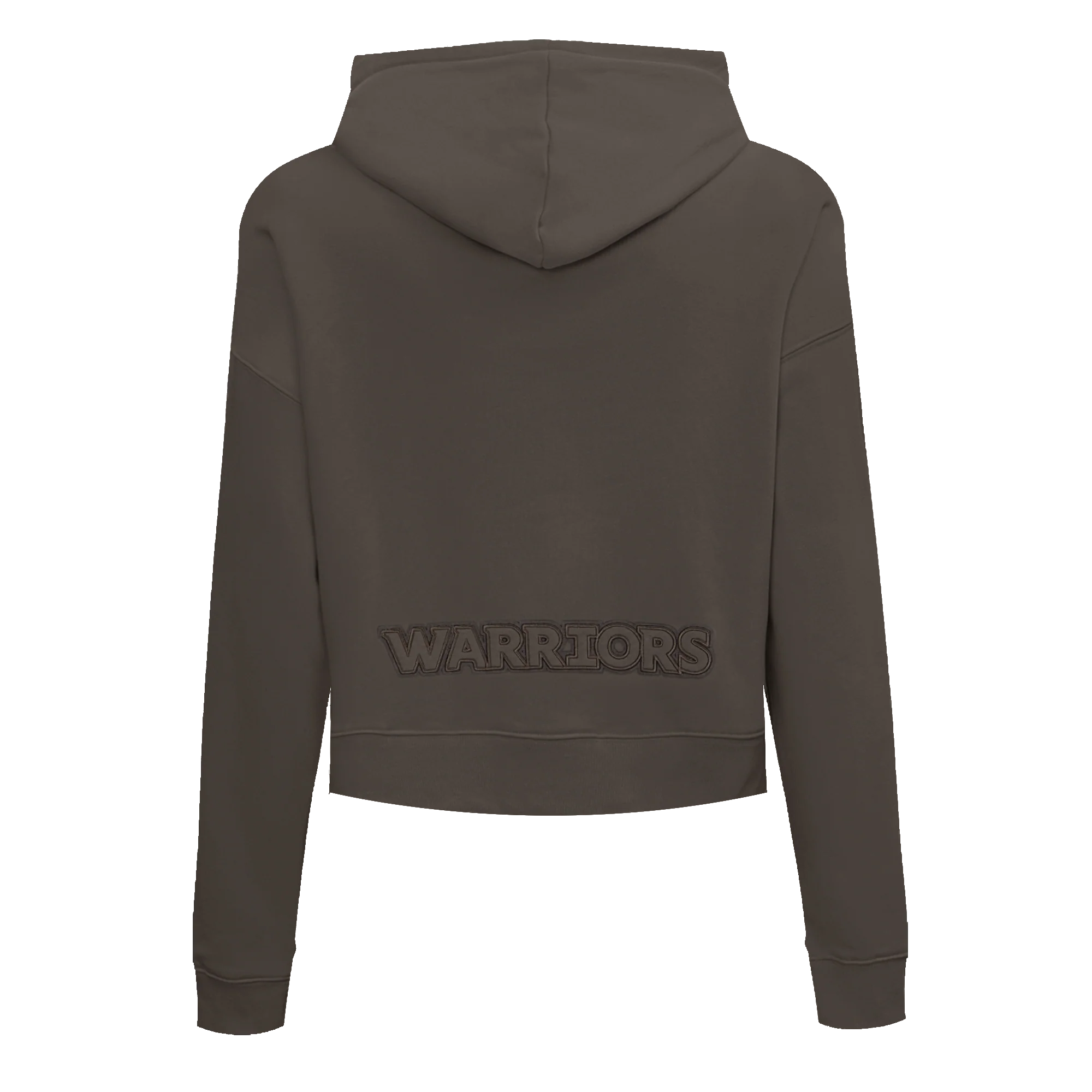 NBA GOLDEN STATE WARRIORS NEUTRAL CROPPED WOMEN'S PULLOVER HOODIE (DARK TAUPE) - Image 3