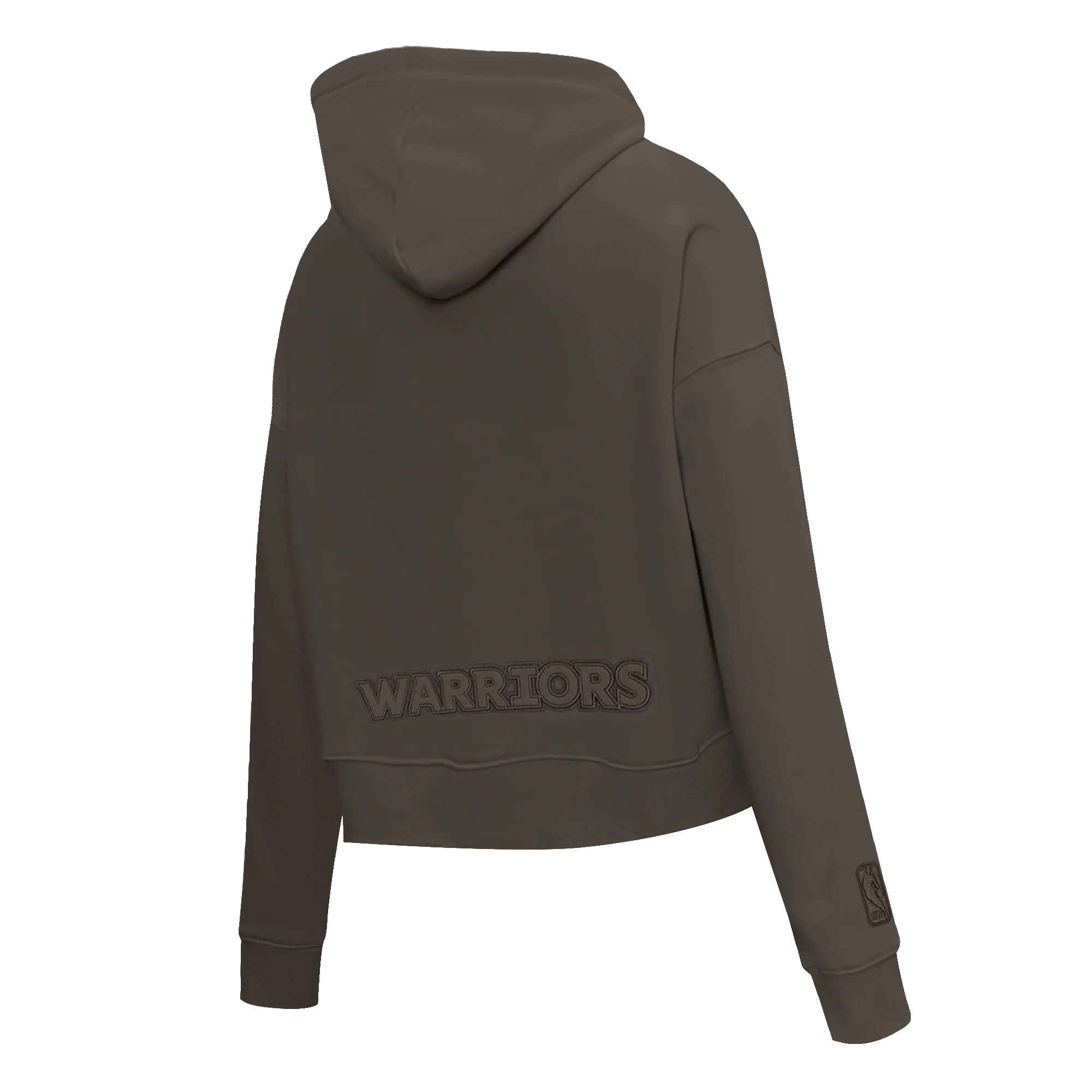 NBA GOLDEN STATE WARRIORS NEUTRAL CROPPED WOMEN'S PULLOVER HOODIE (DARK TAUPE) - Image 4