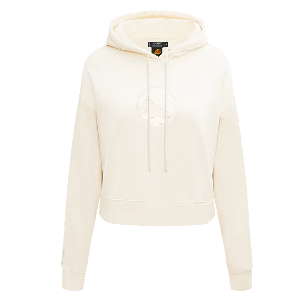 NBA GOLDEN STATE WARRIORS NEUTRAL WOMEN'S CROPPED PULLOVER HOODIE (EGGSHELL)