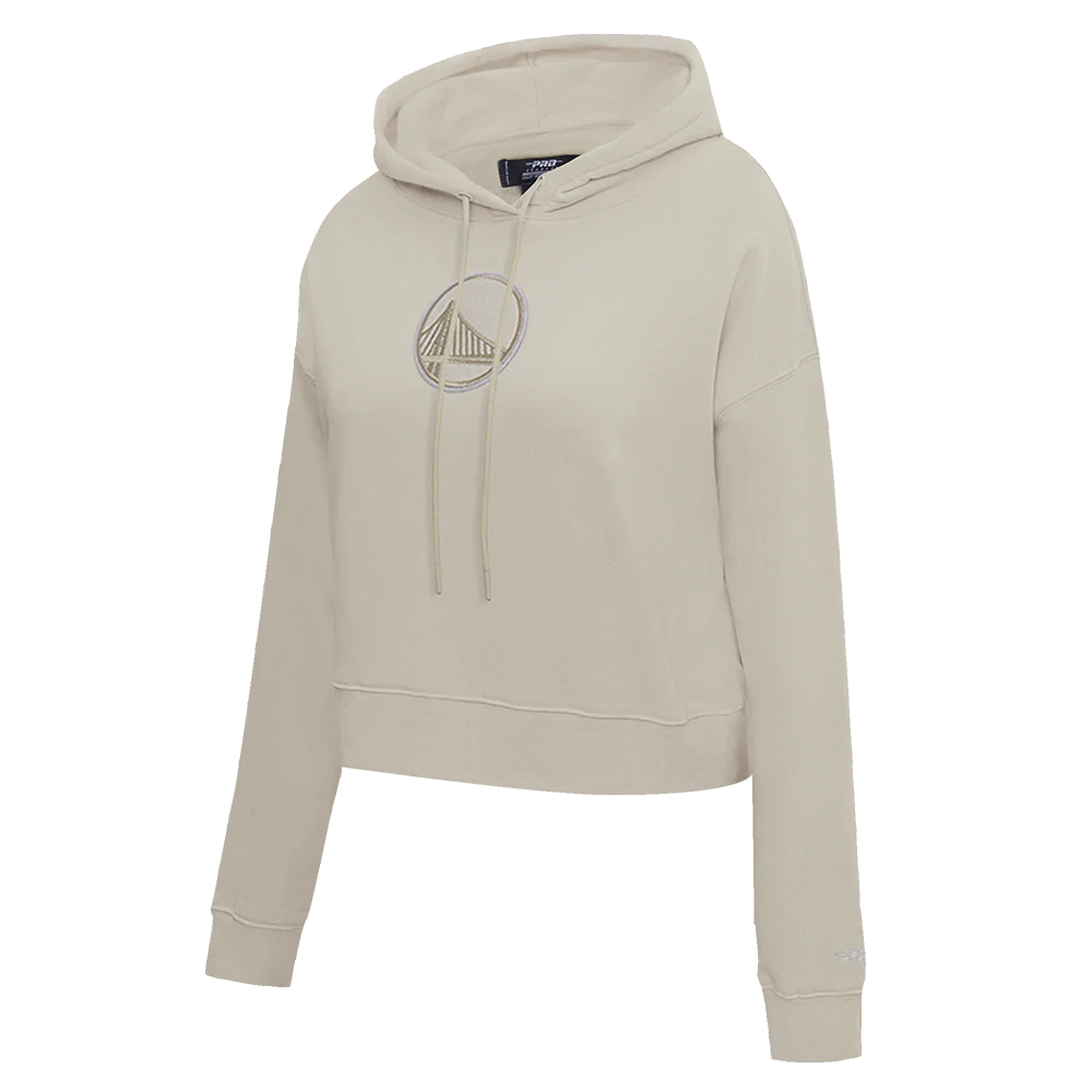 NBA GOLDEN STATE WARRIORS NEUTRAL WOMEN'S CROPPED PULLOVER HOODIE (TAUPE) - Image 2