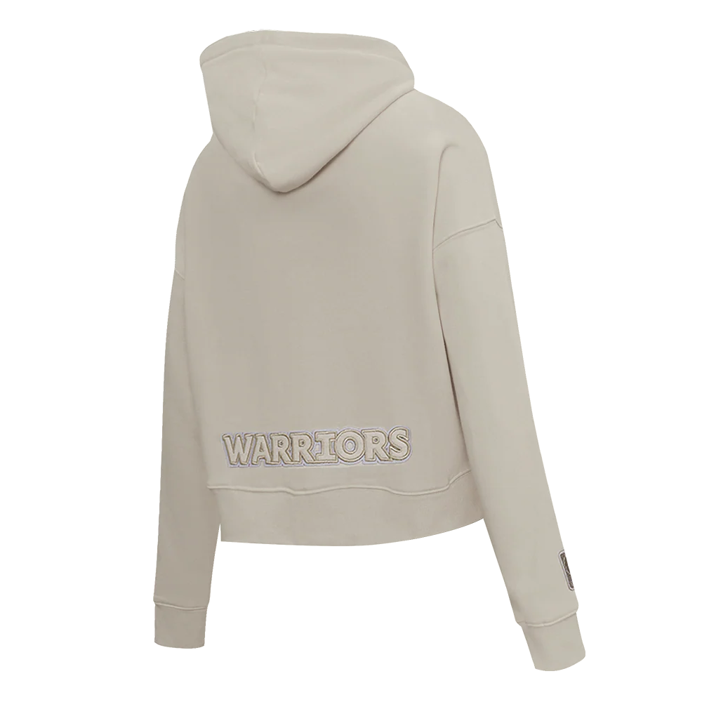 NBA GOLDEN STATE WARRIORS NEUTRAL WOMEN'S CROPPED PULLOVER HOODIE (TAUPE) - Image 4