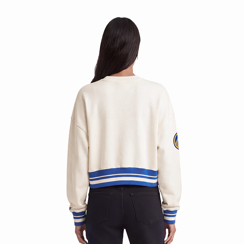 NBA GOLDEN STATE WARRIORS RETRO CLASSIC WOMEN'S CREWNECK (EGGSHELL/ROYAL BLUE) - Image 2