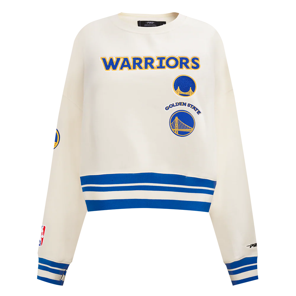 NBA GOLDEN STATE WARRIORS RETRO CLASSIC WOMEN'S CREWNECK (EGGSHELL/ROYAL BLUE) - Image 3