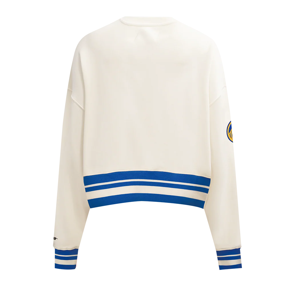 NBA GOLDEN STATE WARRIORS RETRO CLASSIC WOMEN'S CREWNECK (EGGSHELL/ROYAL BLUE) - Image 5