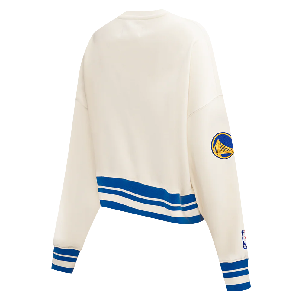 NBA GOLDEN STATE WARRIORS RETRO CLASSIC WOMEN'S CREWNECK (EGGSHELL/ROYAL BLUE) - Image 6