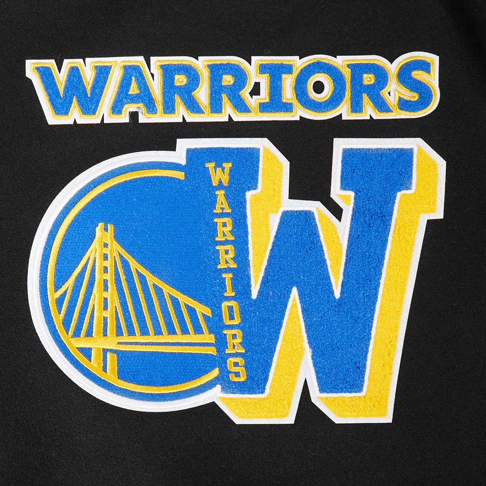 NBA GOLDEN STATE WARRIORS MASHUP WOMEN'S RIB WOOL VARSITY JACKET (BLACK) - Image 9