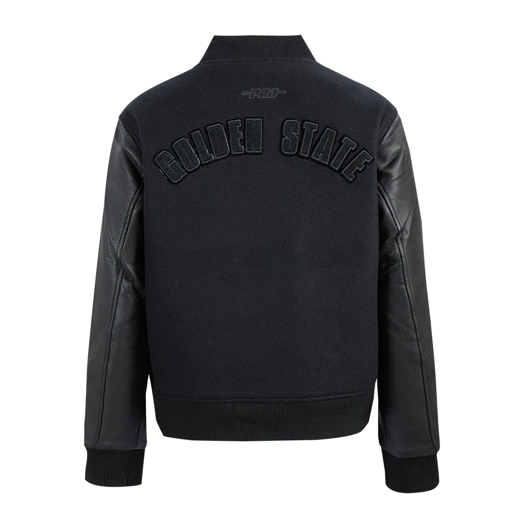 NBA GOLDEN STATE WARRIORS TRIPLE BLACK WOMEN'S WOOL VARSITY JACKET (TRIPLE BLACK WOMEN'S) - Image 3