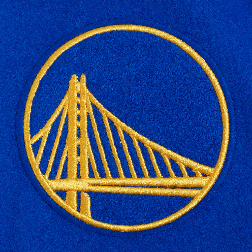 NBA GOLDEN STATE WARRIORS RETRO CLASSIC WOMEN'S RIB WOOL VARSITY JACKET (ROYAL BLUE/WHITE) - Image 7