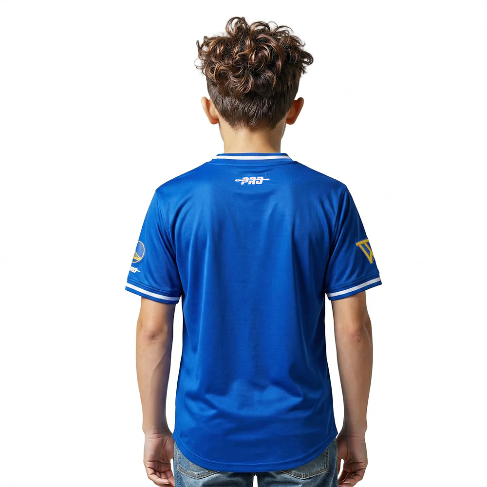 NBA GOLDEN STATE WARRIORS CLASSIC LITTLE BOYS SHORT SLEEVE STRIPED RIB TEE (ROYAL BLUE) - Image 2