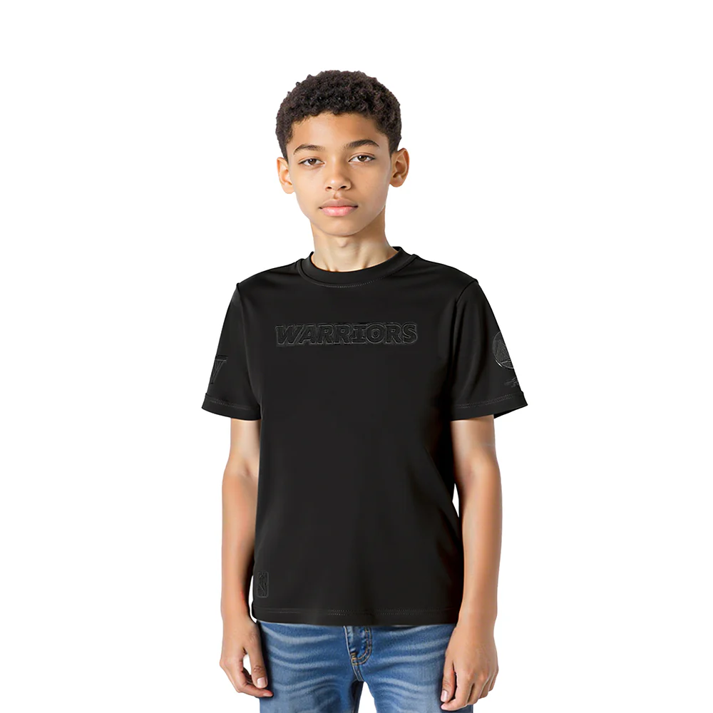 NBA GOLDEN STATE WARRIORS TRIPLE BLACK LITTLE BOYS SHORT SLEEVE TEE (BLACK)