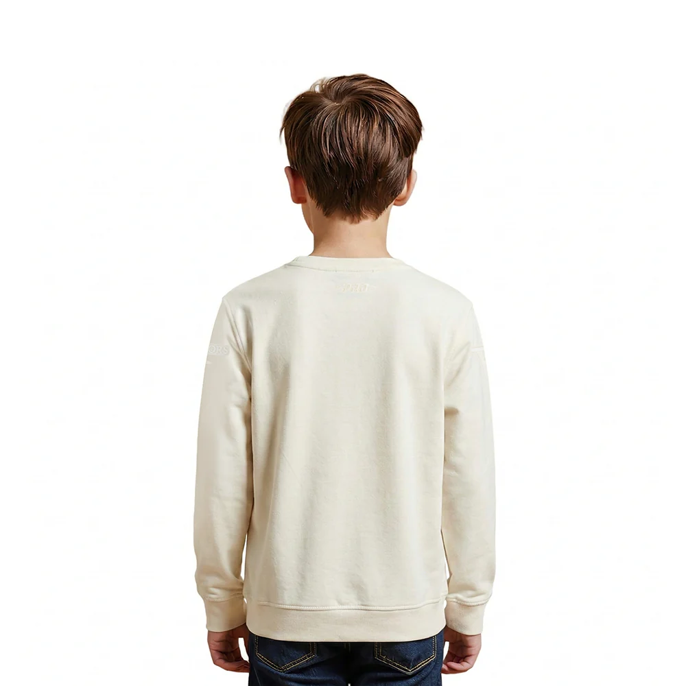 NBA GOLDEN STATE WARRIORS NEUTRAL LITTLE BOYS FLEECE CREWNECK (EGGSHELL) - Image 2