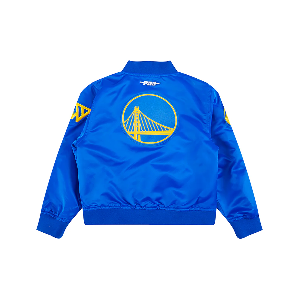 NBA GOLDEN STATE WARRIORS CLASSIC LITTLE BOYS SATIN JACKET (ROYAL BLUE) - Image 4