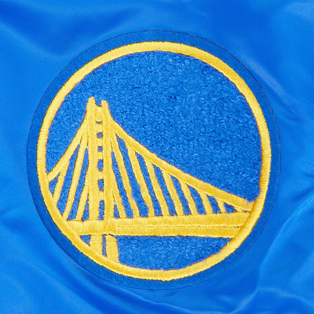 NBA GOLDEN STATE WARRIORS RETRO CLASSIC LITTLE BOYS RIB SATIN JACKET (ROYAL BLUE) - Image 5