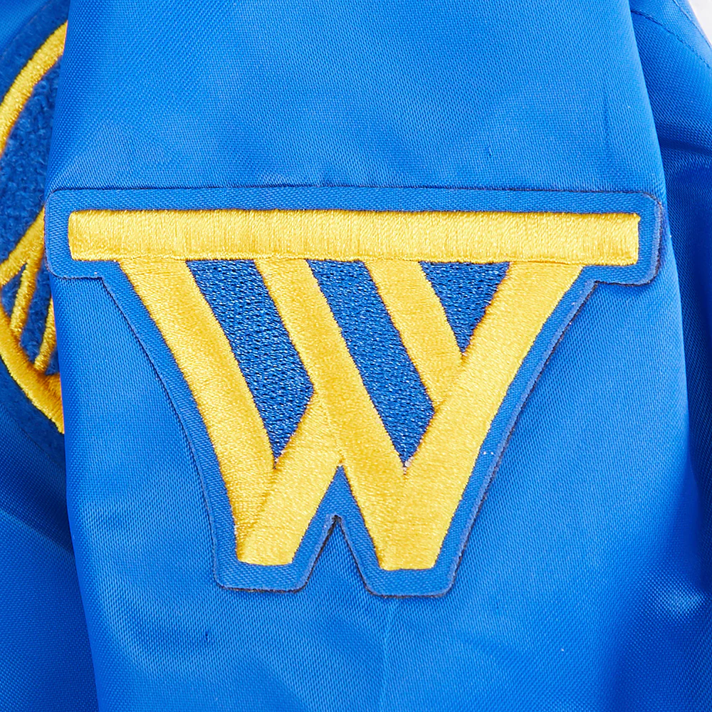 NBA GOLDEN STATE WARRIORS RETRO CLASSIC LITTLE BOYS RIB SATIN JACKET (ROYAL BLUE) - Image 7